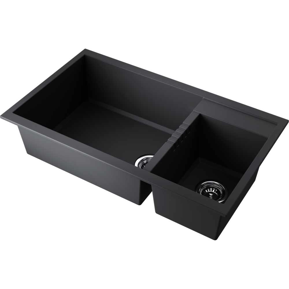 Кухонная мойка Omoikiri Tedori 86-2-LB-BL Tetogranit/черный